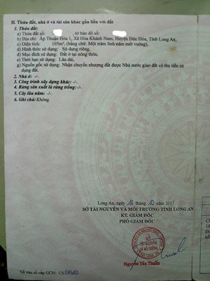 bán đất chính chủ thổ cư 100% hòa khánh nam, đức hòa diện tích 105m2 giá 610 triệu