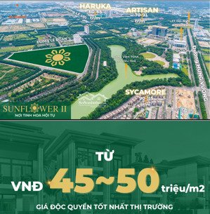 mở bán biệt thự sunflower ii ngay trung tâm hành chính mới tphcm, mặt tiền lê duẩn giá chỉ 45 tr/m2