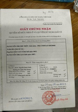 chính chủ bán nhà hxh 99 nguyễn đình chiểu q.pn & pxl 5,4x9,9 cn 36,8 3pn 2wc 4,96 tỷ 