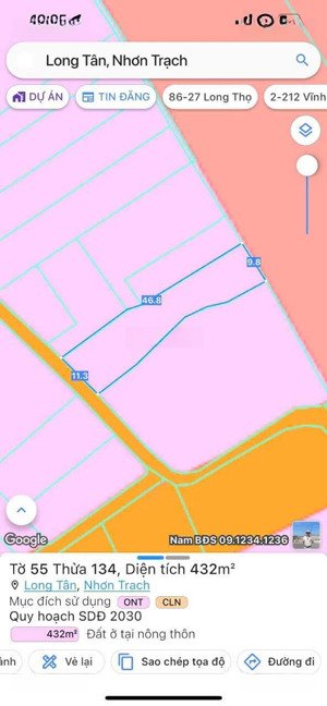 bán đất ở long tân, nhơn trạch, đn. pháp lý đầy đủ, dt 11mx44m, giao dịch sang tên ngay trong ngày
