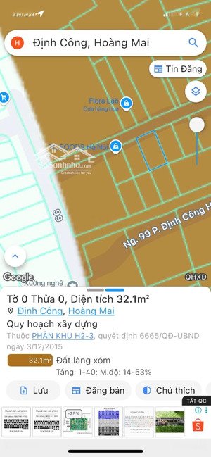 mảnh đất siêu đẹp gần hồ định công, giá cực yêu thương