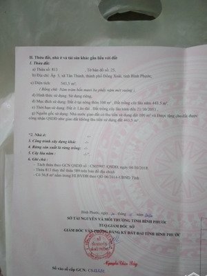 bán đất tại xã tân thành, đồng xoài, bình phước, giá 760 triệu, diện tích 543.5 m2
