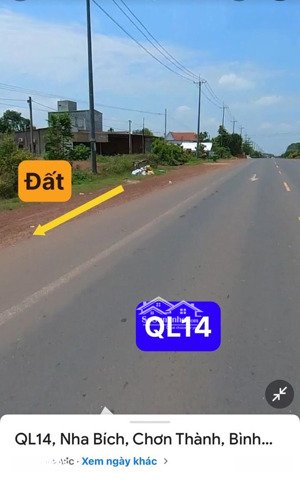 bán 10m đất mặt tiền quốc lộ 14 giá ngợp nhất chơn thành kinh doanh ngay