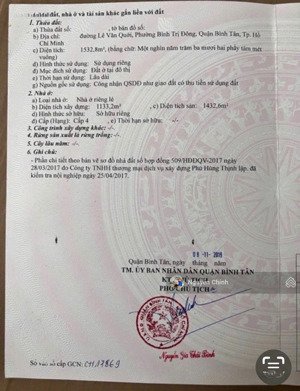 bán kho xưởng 1532m2 (ngang 6m4) 1 sẹc lê văn quới - đường rộng 8m - giá chỉ 59 tỷ thương lượng