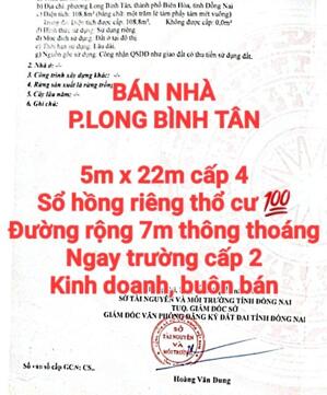 BÁN NHÀ LONG BÌNH TÂN, SỔ HỒNG THỔ CƯ, ĐƯỜNG RỘNG 7m KINH DOANH, BUÔN BÁN