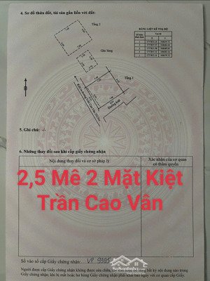 nhà 2 mặt kiệt trần cao vân 2,5 mê ngang 6,6m