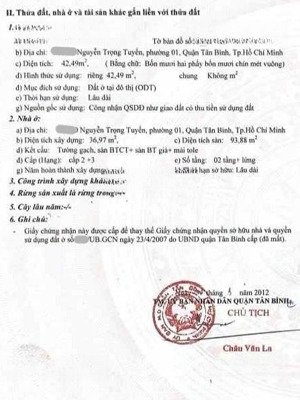 42.49m2 nguyễn trọng tuyển, 3 tầng, hẻm thông lê văn sỹ, 5tỷ500
