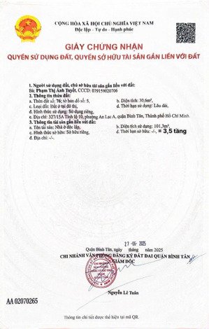 nhà hẽm 327/15a đường tỉnh lộ 10 ( bà hom ) , p.bình trị đông b - nhà 1 trệt + 2 lầu sân thượng