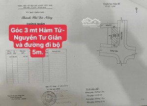cần bán nhà 2 tầng góc 3mt hàm tử-nguyễn tư giản và đường đi bộ 5m. dt 147,4m2. lh 