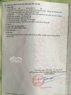 bán lô góc 2 mặt tiền khu nam hòa xuân, đà nẵng lô góc b2.51 lô 36, ngã tư đường 10,5m: 167,6m²