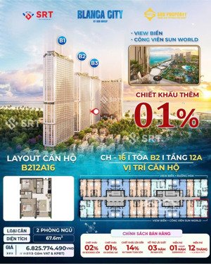 tòa b2 - tầng 16 - ch 12a, blanca city - sun group tại vũng tàu