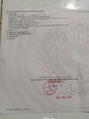 chính chủ cần bán nhanh đất vị trí đẹp tại xã mỹ hòa, tx bình minh, vĩnh long diện tích