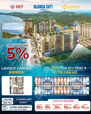 sở hữu căn hộ 2 phòng ngủ view biển & đường hoa chỉ tại blanca city vũng tàu