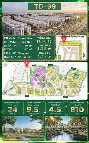 căn shophouse đường tự do 60m cửa ngõ vào trung tâm tp. hải phòng, vinhomes dương kinh
