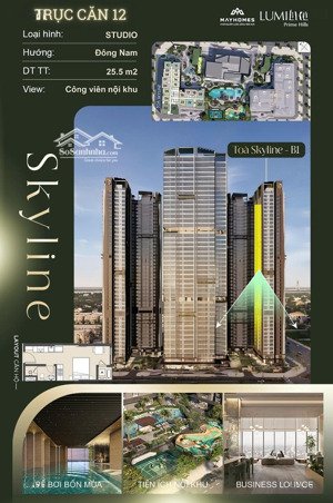 bán ngoại giao studio 3,3 tỷ, 25,5m2 trục 12 view hồ masteri lumière prime hills, vinhomes đông anh