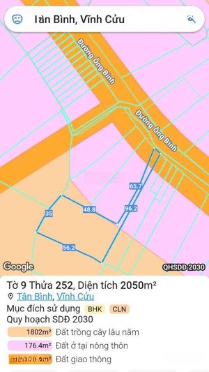 bán 1700m2 đất sào phường tân triều ( xã tân bình cũ ). mặt tiền đường ông binh.