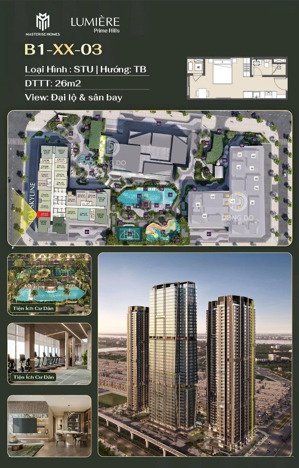 bán cc tại lumière prime hills, 3,26 tỷ, 25,5m2, nhiều tiện ích hấp dẫn
