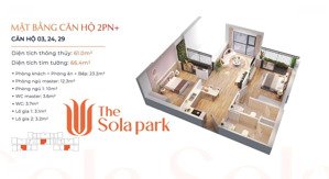 [giá tốt nhất] bán gấp 2pn+ 2wc, 64m2 giá 4,405 tỷ bao phí tại the sola park - vinhomes smart city