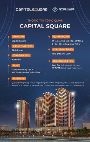 căn 2 ngủ capital square đà nẵng tầng cao 17, view biển xa, city