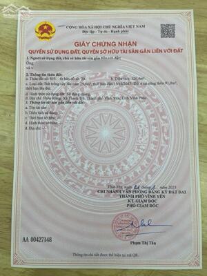 Bán nhà 2 tầng Thanh trù, Vĩnh Yên, Vĩnh Phúc Diện tích 120m2 , giá: 3,6 tỷ