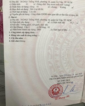 bán nhà riêng tại đường 2, phường 16, gò vấp, hcm giá cực chất 3,79 tỷ, 61m2