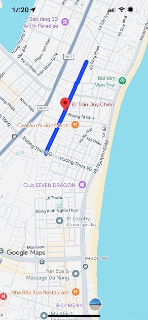 bán đất mặt tiền đường (10m5) trần duy chiến gần vương thừa vũ. dt 121m2, giá 11 tỷ 2 tl