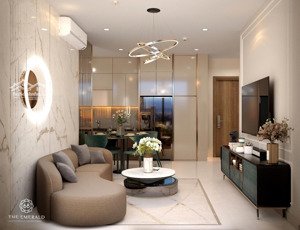 bán gấp căn hộ the emerald 68 1pn view sông , tầng trung, cc đã xây đến tầng 20
