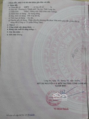 bán đất nền 100m2 tại phường 6, tân an, long an, giá 2,99 tỷ, pháp lý đầy đủ, view đẹp