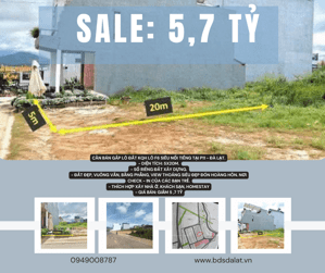 Cần bán gấp lô đất KQH lô F6 siêu nổi tiếng tại P11 - Đà Lạt. Giá : 5,7 Tỷ