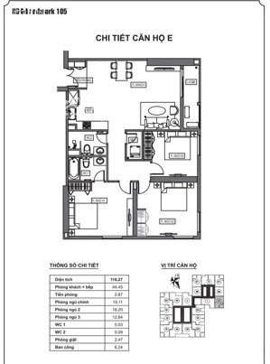 bán căn hộ chung cư hpc landmark 105, giá siêu hời 7,15 tỷ, 107m2, 3pn, 2wc_nhà mới đẹp