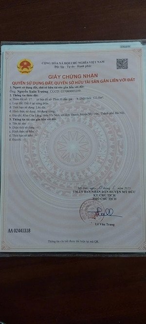 bán đất tại xã hợp thanh, mỹ đức, hà nội 1,8 tỷ, 121m2 hàng hiếm