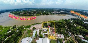 nhà vườn vị trí vip mt sông sài gòn bình mỹ củ chi. cách cầu phú cường 300m. dt 4387m2 có 1100m2 tc