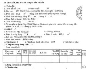 Cần bán gấp nhà đất tại Phường Hải Tân, TP Hải Dương ( nay là phường Tân Hưng, TP Hải Phòng )
