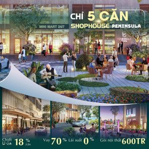 5 căn shophouse khối đế peninsula góc, 2 mặt tiền, thiết kế thông tầng giữ tiền & tạo dòng tiền