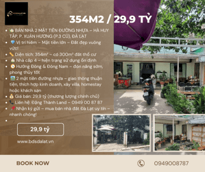 THÔNG TIN CƠ BẢN BÁN NHÀ 2 MẶT TIỀN ĐƯỜNG NHỰA – HÀ HUY TẬP, P. XUÂN HƯƠNG (P.3 CŨ), ĐÀ LẠT