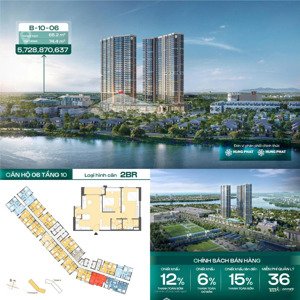 căn 2pn/68.1m2 giá 4.801 tỷ view sông thoáng mát không bị chắn view q. hải châu - masteri rivera