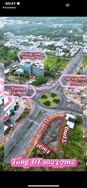 bán đất tại trần hưng đạo, phường 5, cà mau, giá ưu đãi 57 tỷ, 1023,7 m2