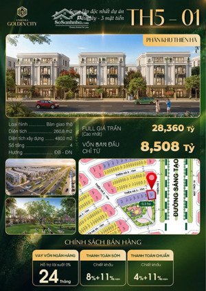 biệt thự song lập góc trung tâm đại lộ 68m lớn nhất tại vinhomes golden city diện tích tới 261m2