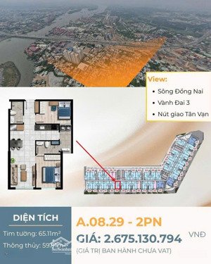 bán the gió riverside, 2,944 tỷ, 65m2, 2pn + 2wc, bình thắng, dĩ an, bình dương