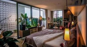 penthouse/studio thiết kế style vintage, ban công thoáng, tone màu sang trọng đậm chất châu âu