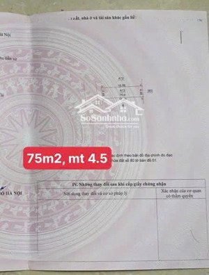 duy nhất lô đất 75m2, gần đường vành đai 3.5, gần đường 24m, giá tốt đầu tư tại khu 4,5ha
