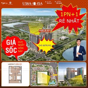 bán giá rẻ sập sàn căn 1pn+1 - tầng trung - hướng mát - view hồ - thanh khoản cực tốt