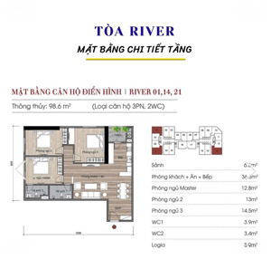 bán căn góc 98,6m2 thiết kế 3pn2wc tại chung cư eurowindow river park. giá: 5,1 tỷ. lh: 