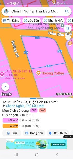 lô góc 3 mặt tiền đường lớn kdc chánh nghĩa 862m2 thổ cư 683m2 vị trí cực kỳ đắc địa xây khách sạn