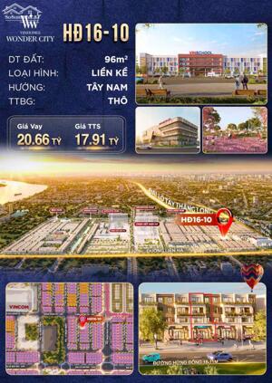 Bán Liền kề 96m2 Vinhomes Wonder City, vị trí trung tâm, giá tốt khó tin