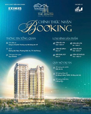 chính thức nhận booking the zenit hải phòng