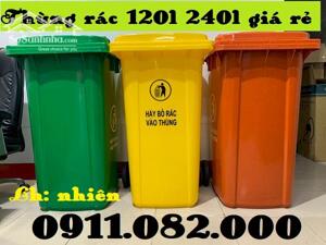 Hạ giá thùng rác nhựa màu xanh, thùng rác 120l 240l 660l giá rẻ miền tây- lh 0911.082.000