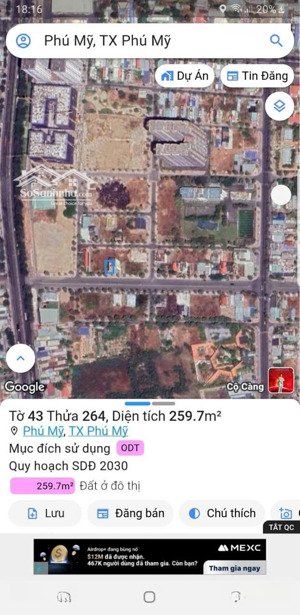 bán lô đất vị trí vàng mt lê lợi đối diện vietcombank trung tâm phú mỹ, dt: 13x20 full thổ giá 15tỷ