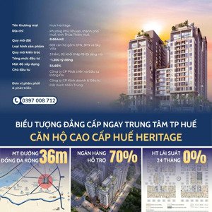 huế heritage - căn hộ cao cấp giữa trung tâm tp. huế