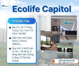văn phòng 162m² view thoáng vào làm ngay tại ecolife capitol, tố hữu, nam từ liêm